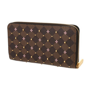 Louis Vuitton Wallet Damier Studded Zippy Long Canvas Brown